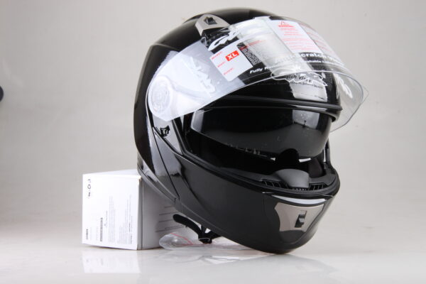 CASCO ABATIBLE NEGRO BRILLOSO