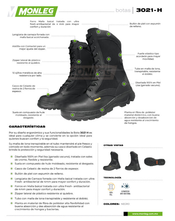 Media Bota Tactica sin Casco, Ficha Tecnica